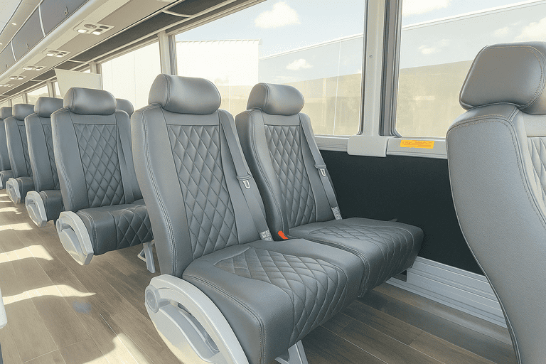 interior of Midland Minibus Company charter bus